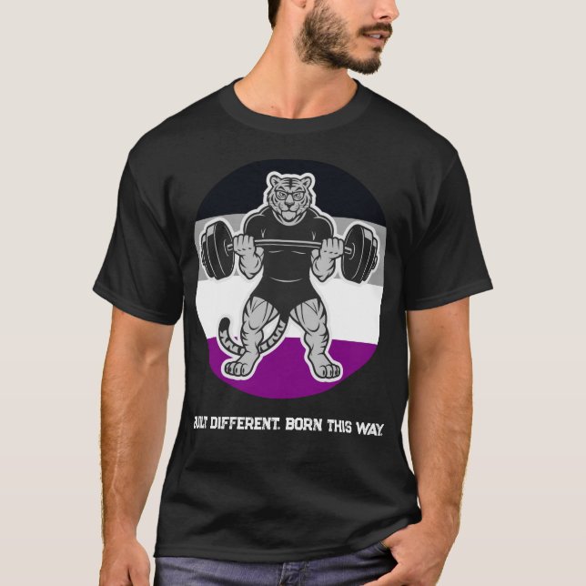 T-shirt Chemise de gym Asexual Pride Tiger Lifter — Né com (Devant)