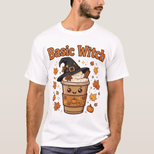 T-shirt Chemise de Halloween Basic Witch Pumpkin Spice Lat