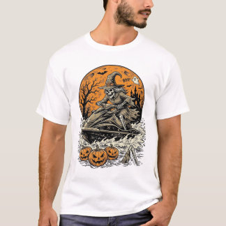 T-shirt Chemise de jet ski Halloween sorcière squelette vi