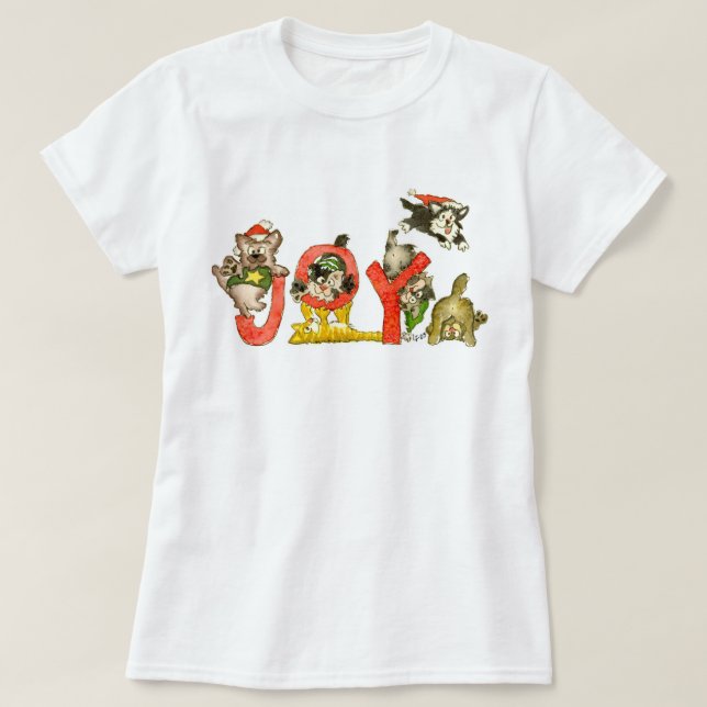 T-shirt Chemise de JOIE de chats de chaton de bande (Design devant)