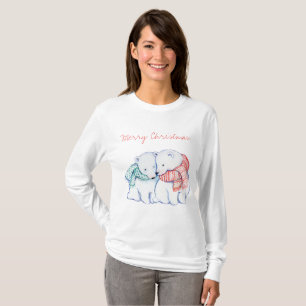 T-shirt Chemise de Joyeux Noël de deux ours blancs