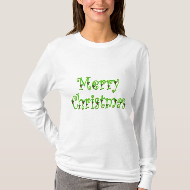 T-shirt Chemise de Joyeux Noël de houx (Devant)