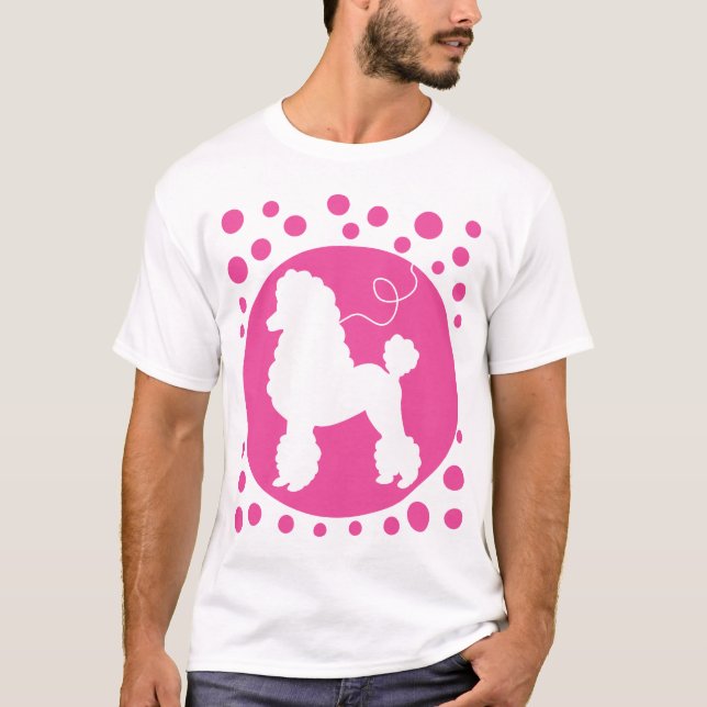 T-shirt Chemise de jupe de caniche avec le pois rose (Devant)