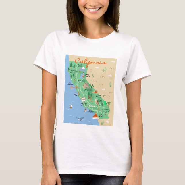 T-shirt Chemise de la carte californienne (Devant)
