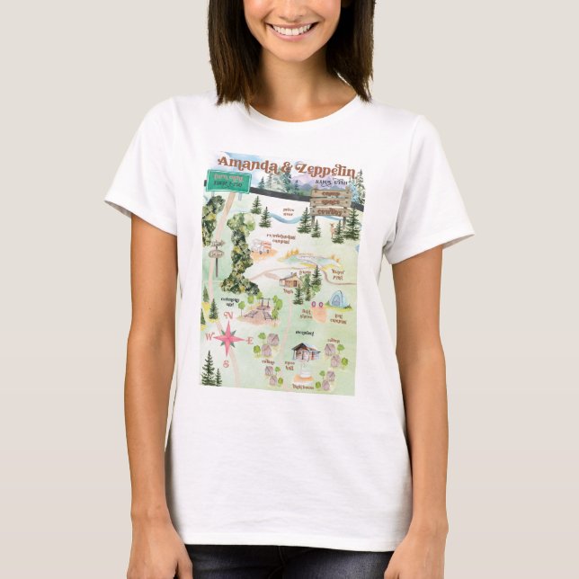 T-shirt chemise de la carte du camp pour femmes (Devant)