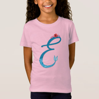 T-Shirt Chemise de la lettre E de sirène de filles