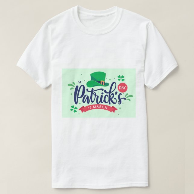 T-shirt Chemise de la Saint-Patrick – Chapeau de lutin cha (Design devant)