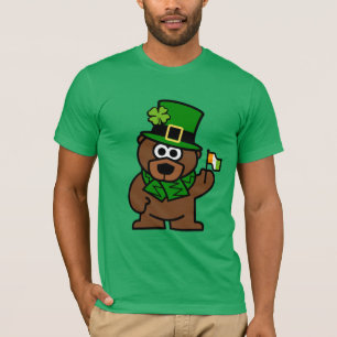 T-shirt Chemise de la Saint-Patrick   Ours brun avec drape