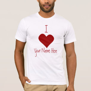 T-shirt Chemise de la Saint-Valentin J'aime votre nom ici 