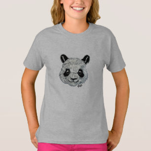 T-shirt Chemise de la sonnerie de panda de la fille peinte