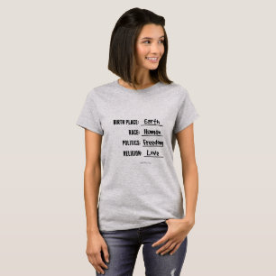 T-SHIRT CHEMISE DE LA TERRE DE LIEU DE NAISSANCE