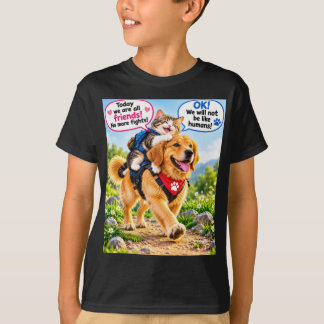 T-shirt chemise de l'amitié drôle de chien et de chat anim