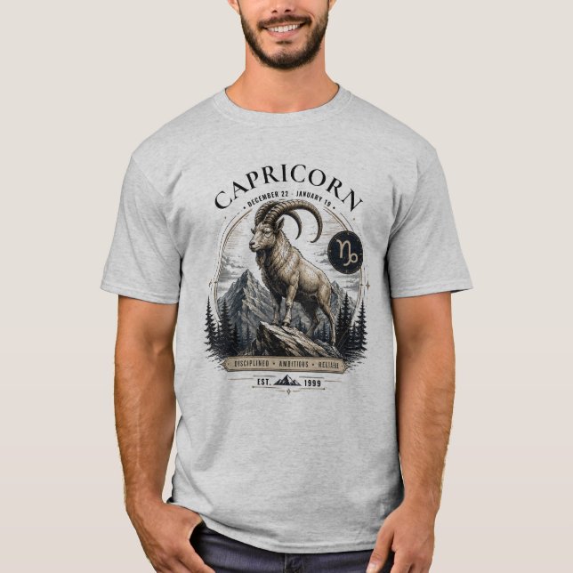 T-shirt Chemise de l'animal du zodiaque Capricorne (Devant)