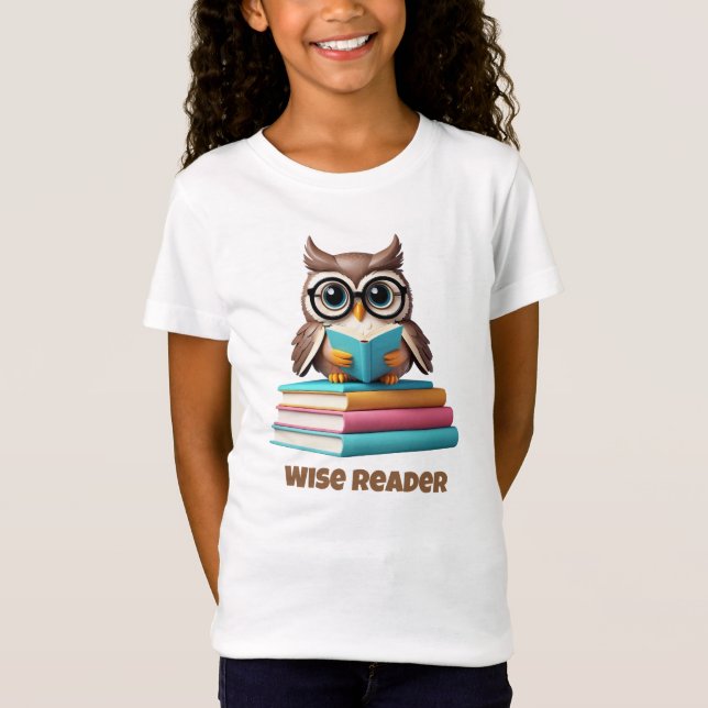 T-Shirt Chemise de lecture Wise Reader Owl pour les enfant (Devant)
