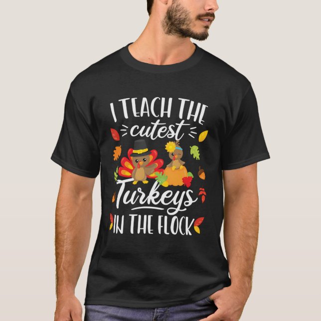 T-shirt Chemise De L'Enseignant De Thanksgiving J'Enseigne (Devant)