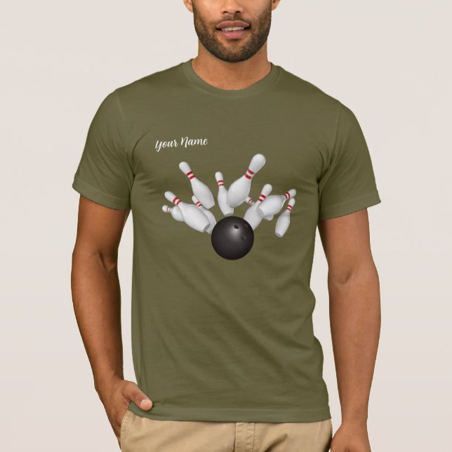 T-shirt Chemise de l'équipe de bowling foncé avec des noms (Devant)