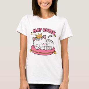 T-shirt Chemise de maman de chat reine de la sieste   Chat