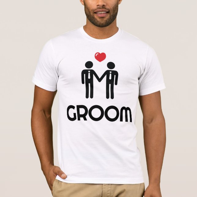 T-shirt Chemise de mariage gay blanc pour hommes (Devant)