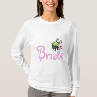 T-shirt chemise de mariée fleurs rose et jaune vintage.