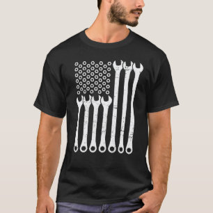 T-shirt Chemise de mécanicien drapeau américain Clé à écro