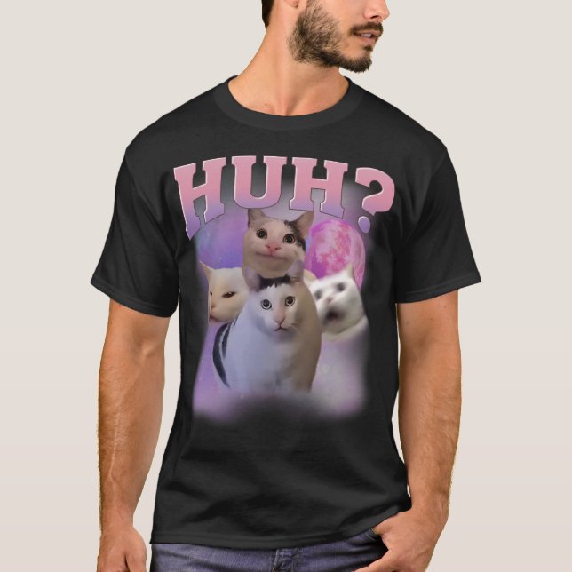 T-shirt Chemise de Mème de Chat Huh (Devant)