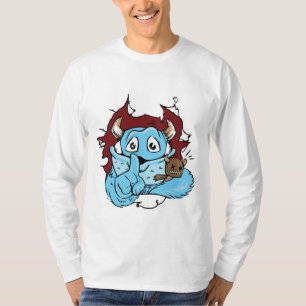 T-shirt Chemise de monstre blanc et bleu bizarre mais drôl