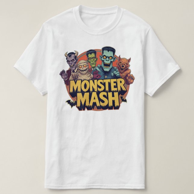 T-shirt Chemise de monstres Halloween rétro (Design devant)