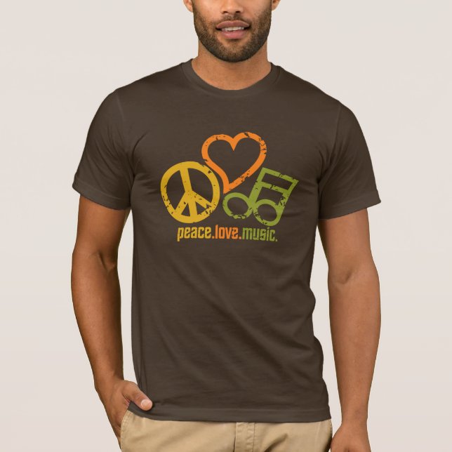 T-shirt Chemise de musique d'amour de paix - choisissez le (Devant)
