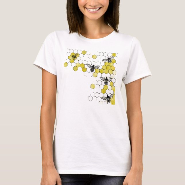 T-shirt Chemise de nid d'abeilles d'abeille de miel (Devant)