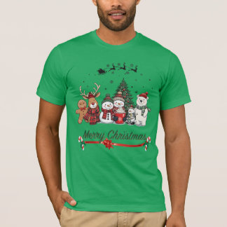 T-shirt Chemise de Noël adorable, Carré de Noël joyeux