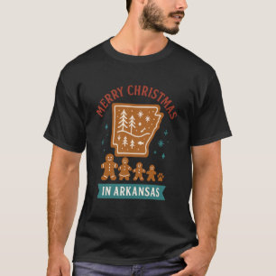 T-shirt Chemise de Noël Arkansas Biscuit Carte Arbres Floc