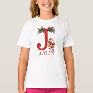 T-shirt Chemise de Noël avec monogramme et nom de famille 
