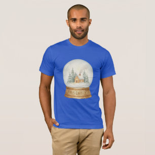 T-shirt Chemise de Noël Cabane sous Boule à Neige Aquarell