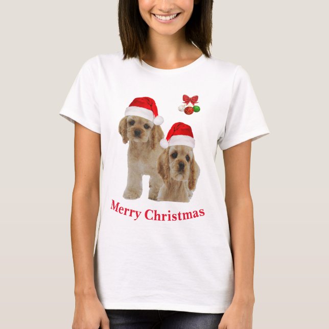 T-shirt Chemise de Noël Cocker Spaniel (Devant)