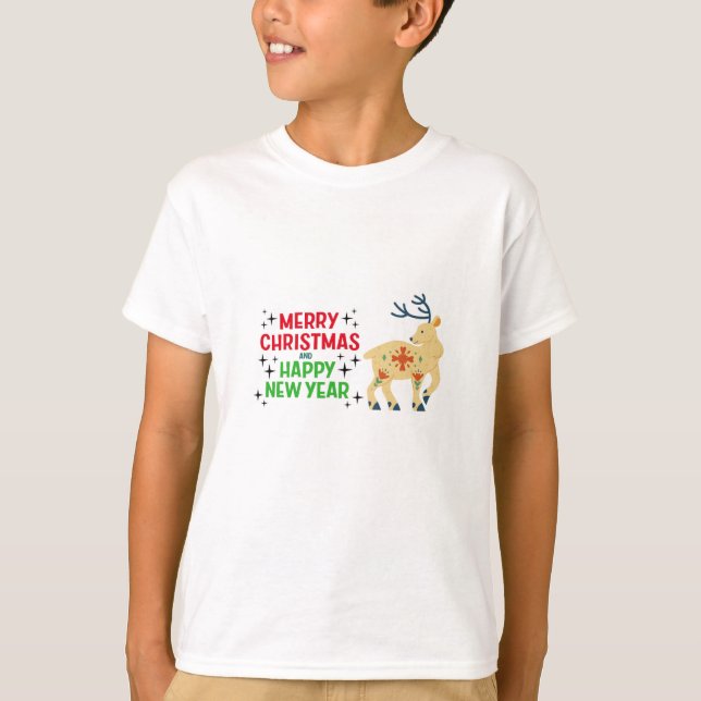 T-shirt Chemise de Noël Cute Reindeer (Devant)