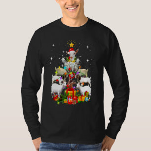 T-shirt Chemise de Noël de chèvre Xmas Chèvres Arbre Lumi