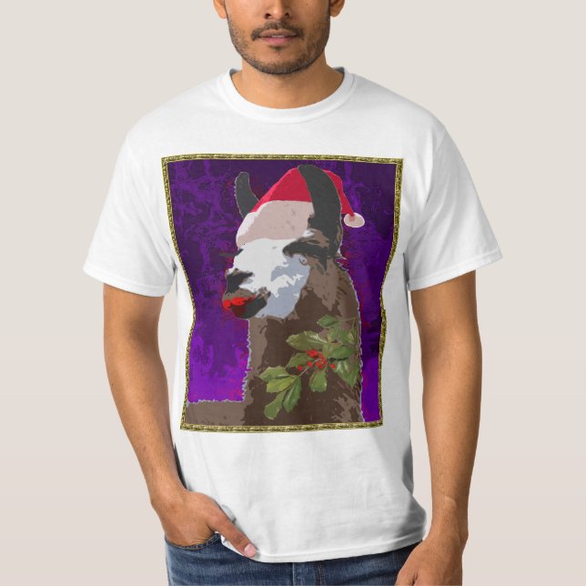 T-shirt Chemise de Noël de lama de drame - pourpre (Devant)