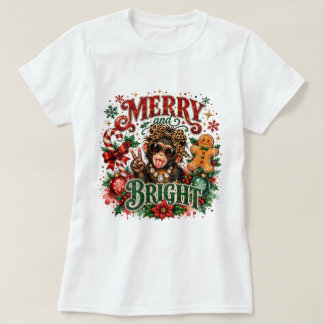 T-shirt Chemise de Noël de singe impertinent joyeuse et lu