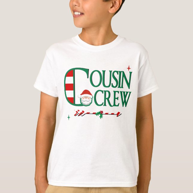 T-shirt Chemise de Noël des enfants Cousin Crew Père Noël (Devant)