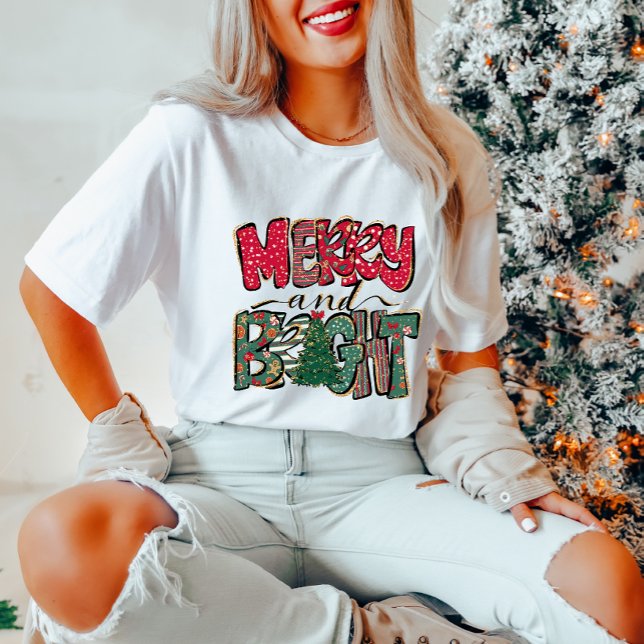 T-shirt Chemise de Noël des femmes joyeuses et brillantes (Créateur téléchargé)
