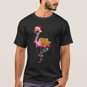 T-shirt Chemise de Noël du Flamant rose avec Santa Hat