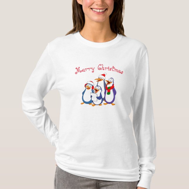 T-shirt Chemise de Noël du manchot féminin (Devant)