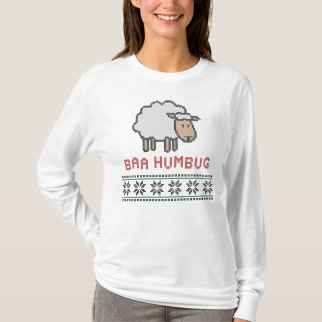 T-shirt Chemise de Noël hideuse Baa Humbug (Devant)