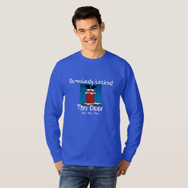 T-shirt Chemise de Noël Homme - Quelqu'un a verrouillé la  (Devant entier)