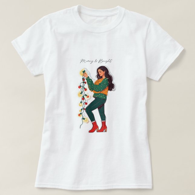 T-shirt Chemise de Noël Joyeuse et brillante (Design devant)