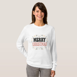 T-shirt Chemise de Noël joyeuse Rétro Branché, Fleur Groov