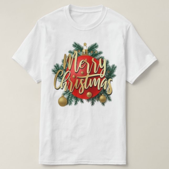 T-shirt Chemise de Noël Joyeux et lumières de Noël brillan (Design devant)