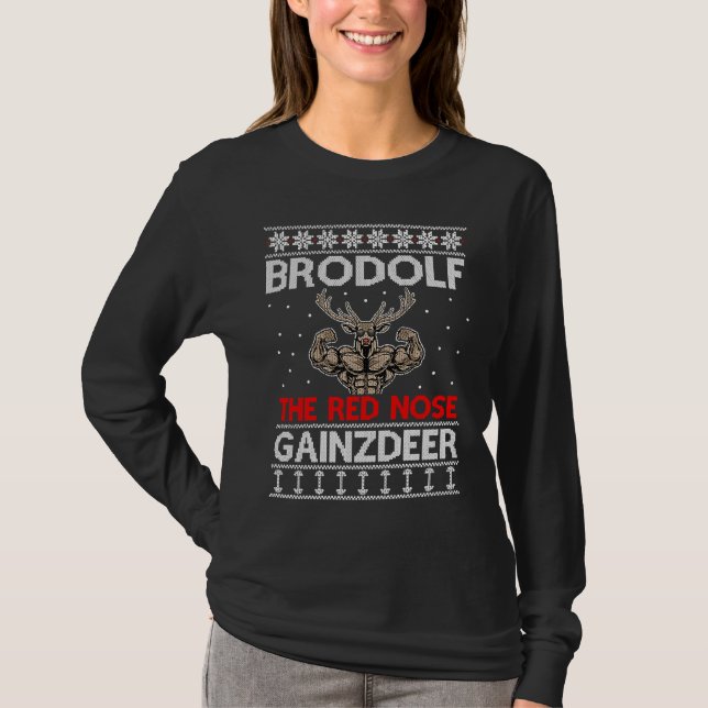 T-shirt Chemise de Noël laide Brodolf  jeu de mots (Devant)