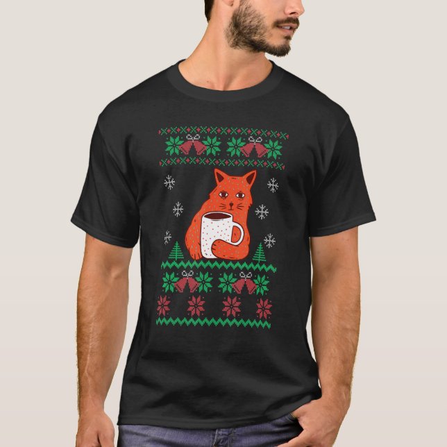 T-shirt Chemise de Noël laide de chat (Devant)