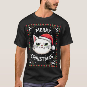 T-shirt Chemise de Noël Laide Smudge Cat (1)